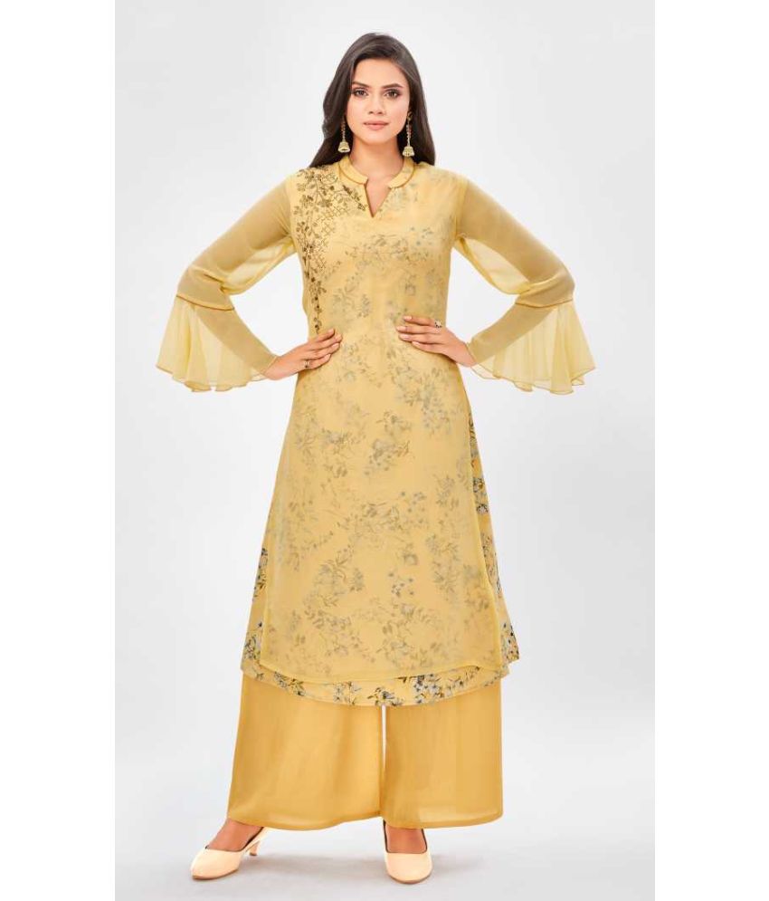     			Durga Emporio - Yellow A-line Georgette Women's Stitched Salwar Suit ( Pack of 1 )