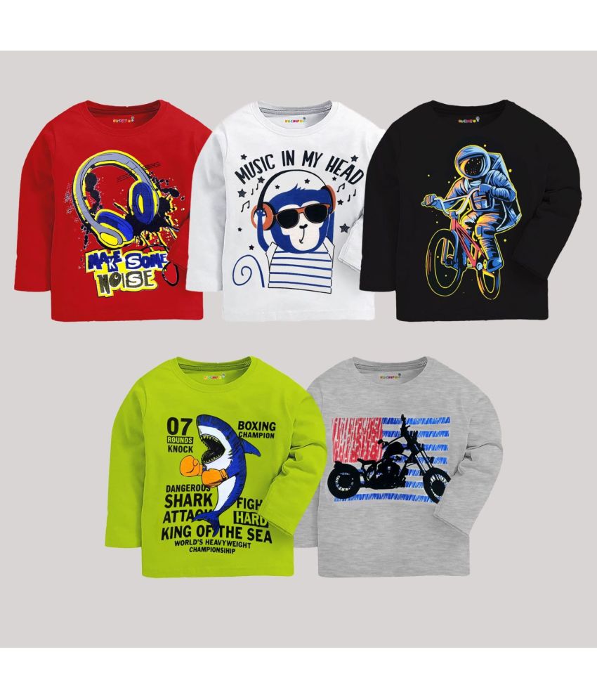 Kuchipoo - Multi Color Cotton Blend Boy's T-Shirt ( Pack of 5 )