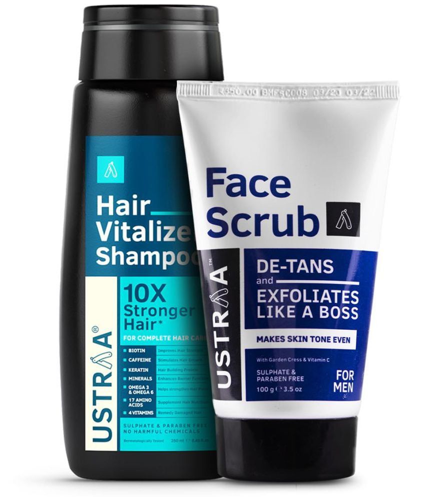     			Ustraa Hair Vitalizer Shampoo - 250ml & Face Scrub De Tan - 100g