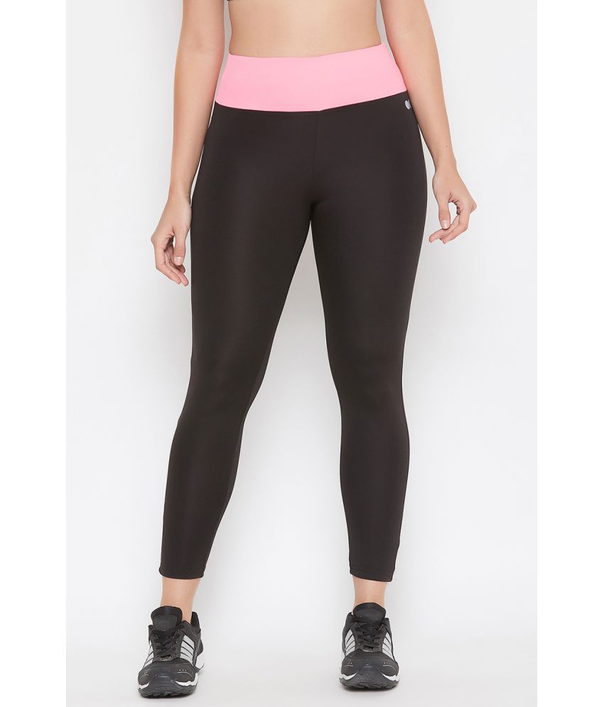     			Clovia - Black Nylon Slim Fit Women's Sports Tights ( Pack of 1 )