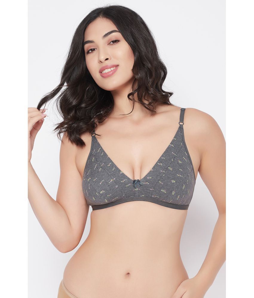     			Clovia Cotton Blend Non Padded Women's Plunge Bra ( Grey Melange )