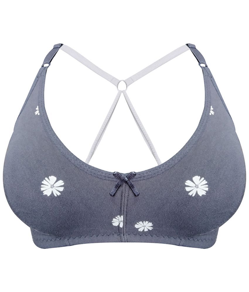     			Clovia - Grey Melange Cotton Blend Women's Everyday Bra