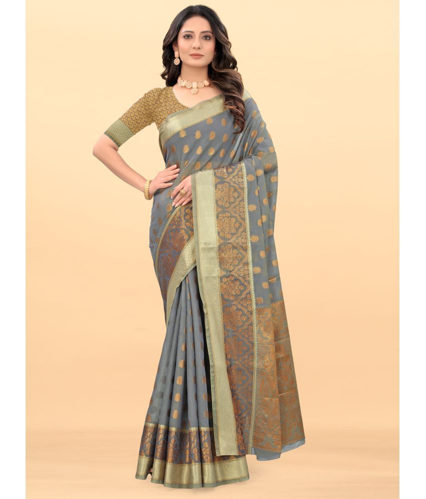     			Ishika Fab - Grey Silk Blend Saree With Blouse Piece ( Pack of 1 )