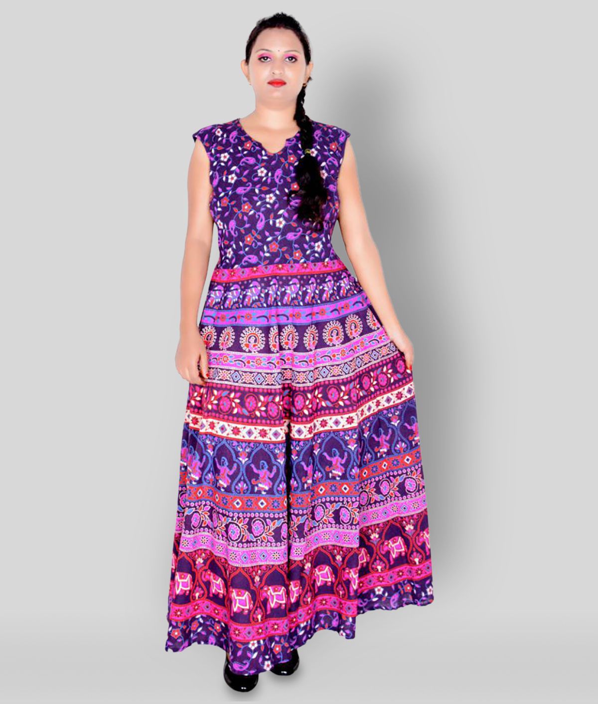 Sttoffa - Multicolor Cotton Women's A-line Dress ( Pack of 1 )