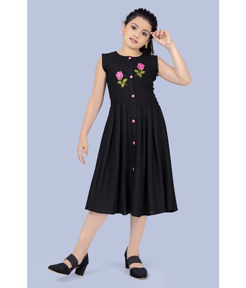     			MIRROW TRADE - Black Rayon Girls Frock ( Pack of 1 )