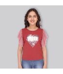 Cutecumber Pack of 1 Girls Cotton Blend Top ( Maroon )