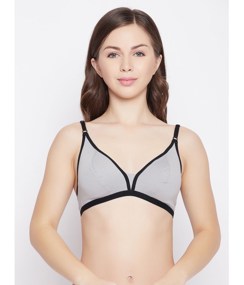     			Clovia Cotton Blend Non Padded Women's Plunge Bra ( Grey Melange )