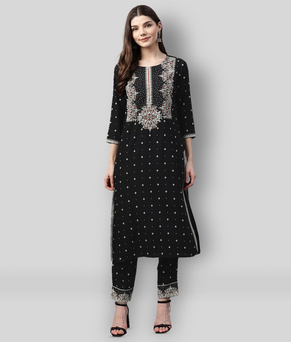     			Divena - Black Straight Rayon Women's Stitched Salwar Suit ( Pack of 1 )