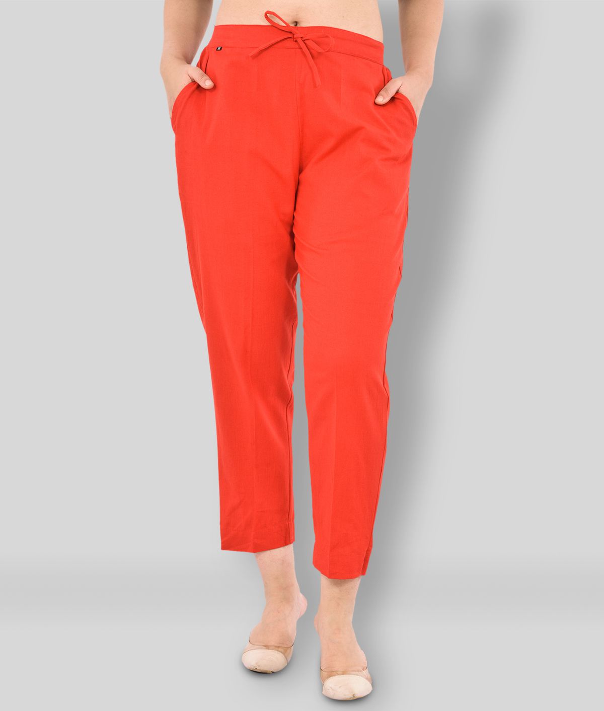     			FabMoon - Red Cotton Regular Fit Women's Casual Pants  ( Pack of 1 )