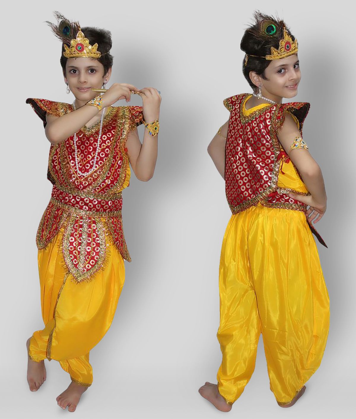     			Kaku Fancy Dresses Lord Krishna Costume For Kids Krishnaleela/Janmashtami/Kanha/Mythological Character For Kids School Annual function/Theme Party/Competition/Stage Shows Dress