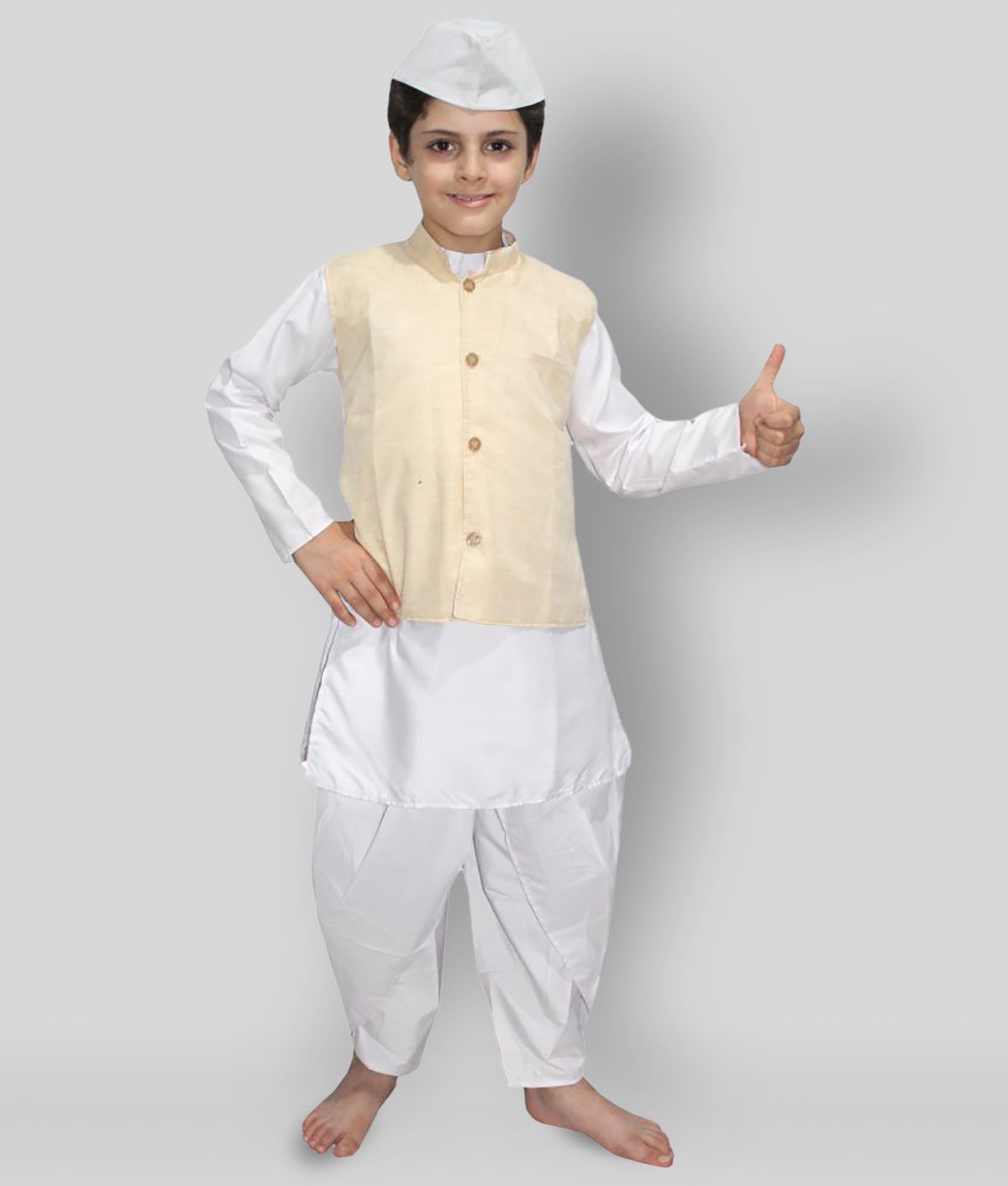     			Kaku Fancy Dresses National Hero/ Freedom Figter Lal Bahadur Shastri Costume -White, 5-6 Years, For Boys Kids Costume Wear