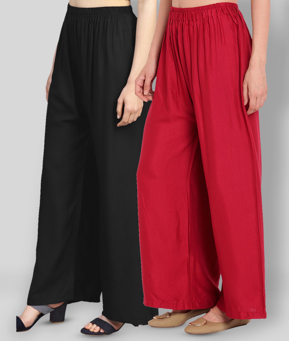     			N-Gal - Multicolor Rayon Wide Leg Women's Palazzos ( Pack of 2 )