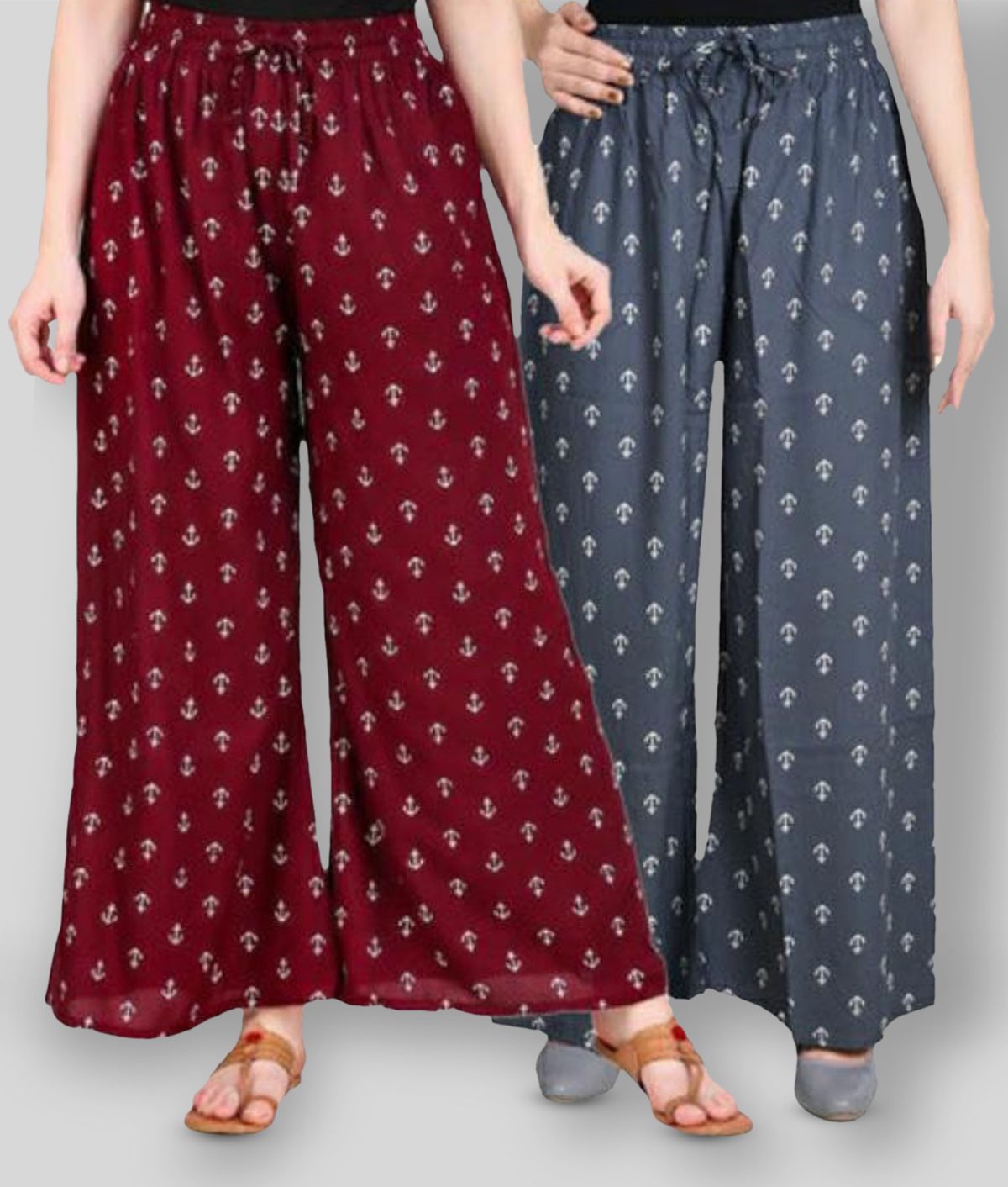     			Neelam Fashion - Multicolor Rayon Flared Women's Palazzos ( Pack of 2 )