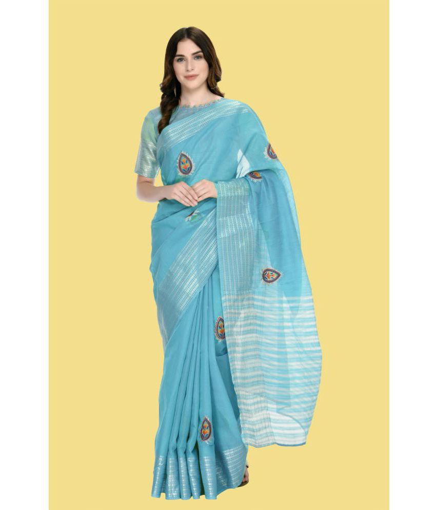 OFLINE SELCTION - Mint Green Silk Saree With Blouse Piece ( Pack of 1 )