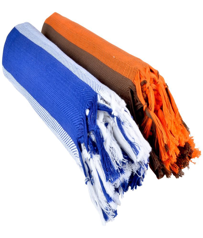     			Sathiyas - Cotton Orange Self Design Bath Towel ( Pack of 2 )