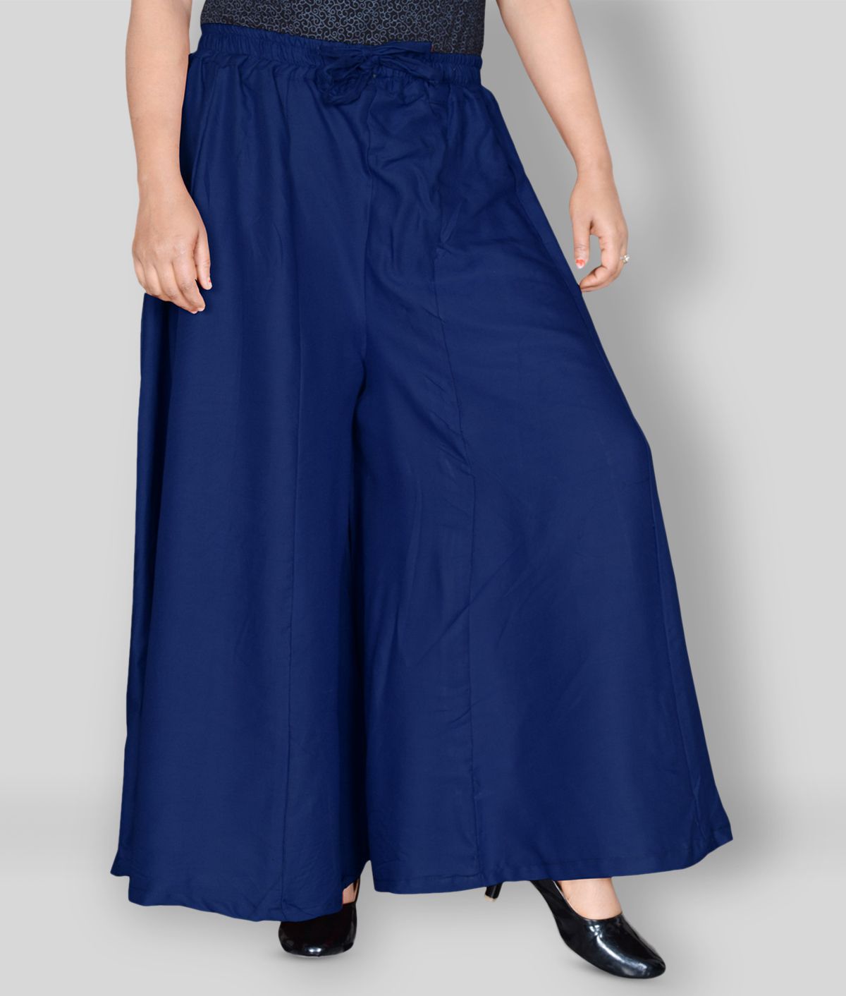    			Sttoffa - Navy Blue Rayon Flared Women's Palazzos ( Pack of 1 )