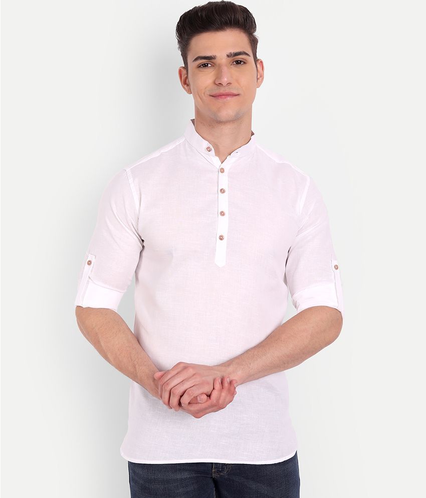     			Vida Loca - White Linen Slim Fit Men's Casual Shirt ( Pack of 1 )