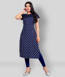 BROTHERS DEAL - Blue Crepe Women's Straight Kurti ( Pack of 1 )