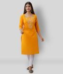 Radiksa - Yellow Cotton Women's Straight Kurti ( Pack of 1 )