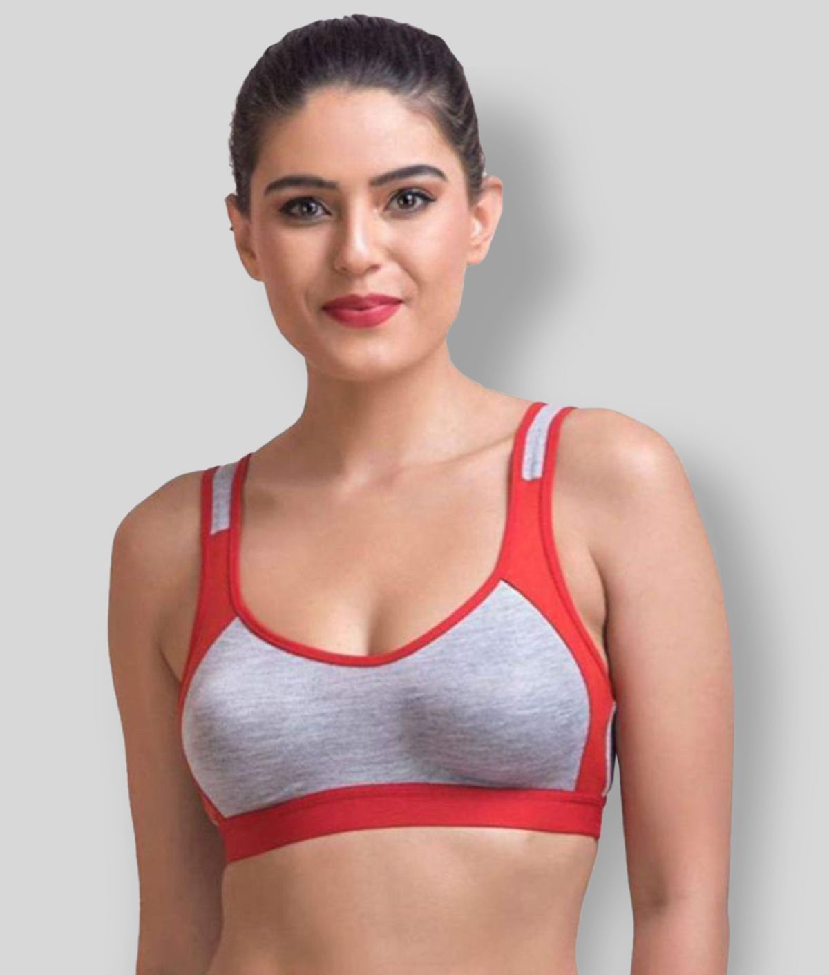     			Daily Touch Pink,Black,Red Cotton Solid Sports Bra