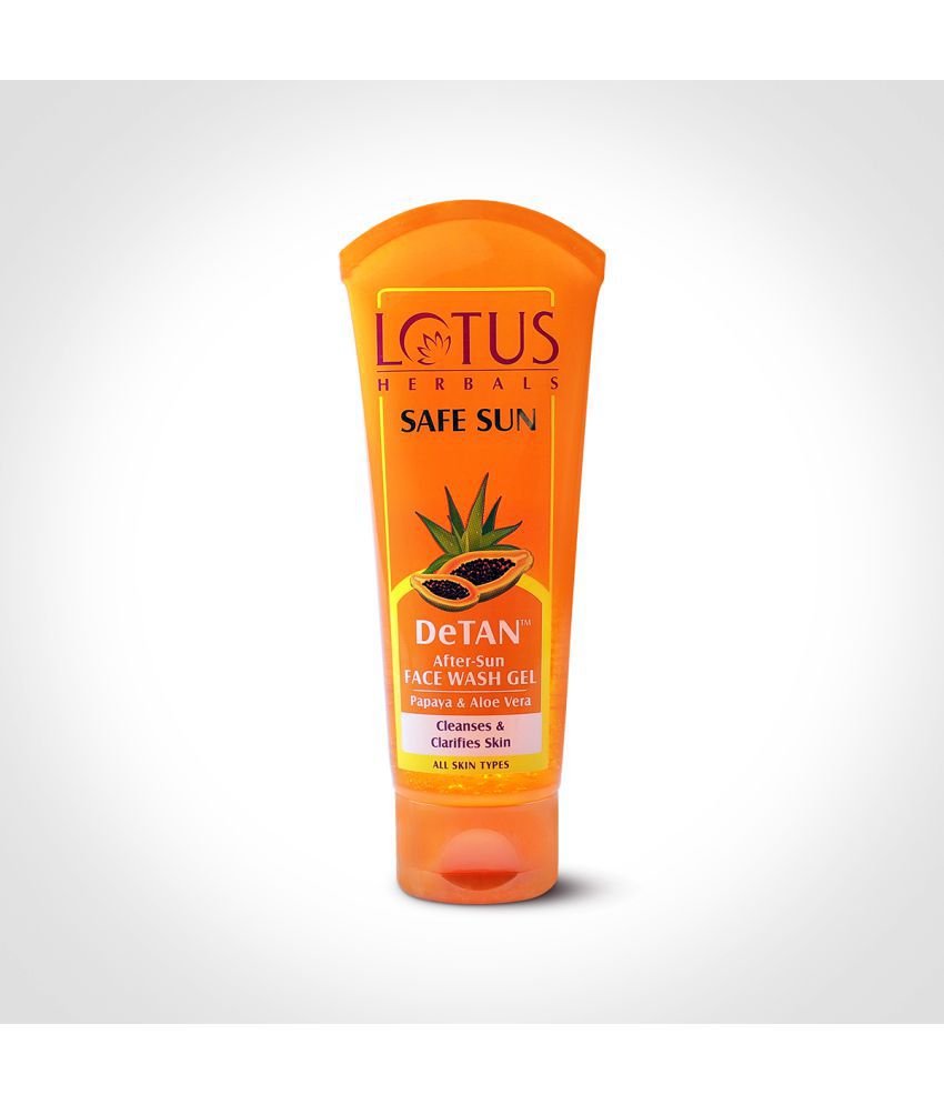     			Lotus Herbals Safe Sun DeTAN After, Sun Face Wash Gel, Papaya & Aloe Vera, 100g