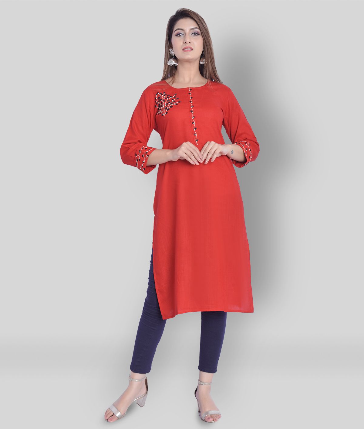     			Vastranikhar - Red Rayon Women's Straight Kurti ( Pack of 1 )