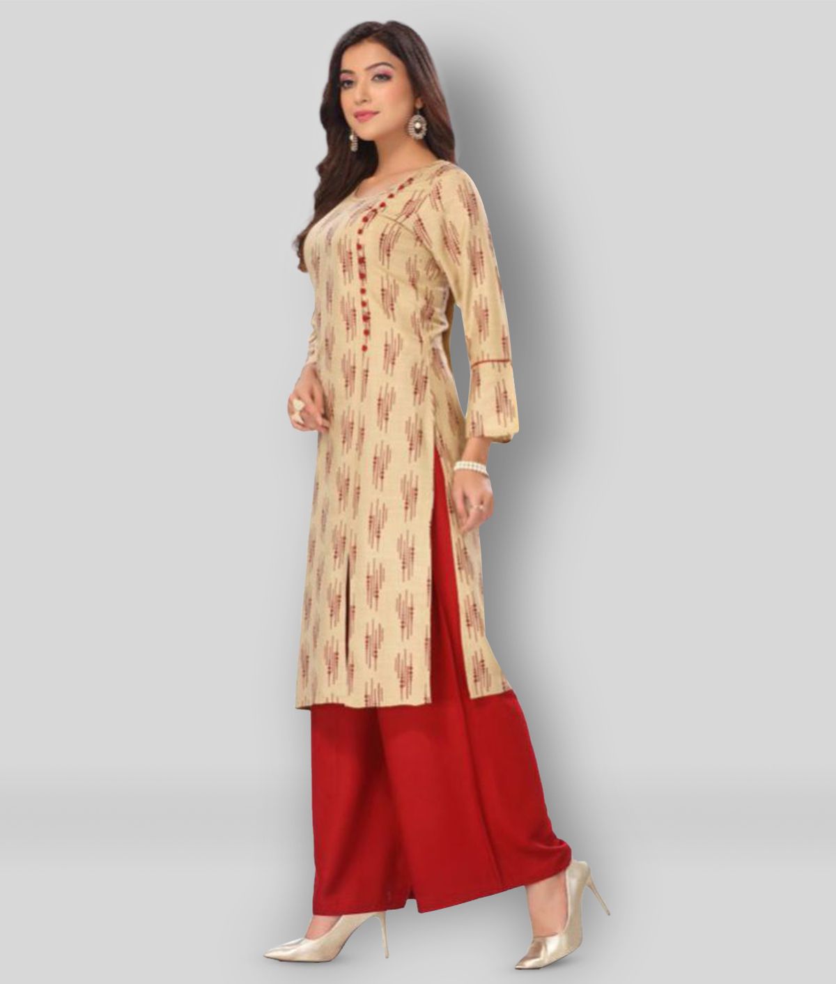     			haya fashion - Beige Straight Rayon Women's Stitched Salwar Suit ( Pack of 1 )