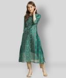 Juniper - Green Chanderi Women's A-line Kurti ( Pack of 1 )