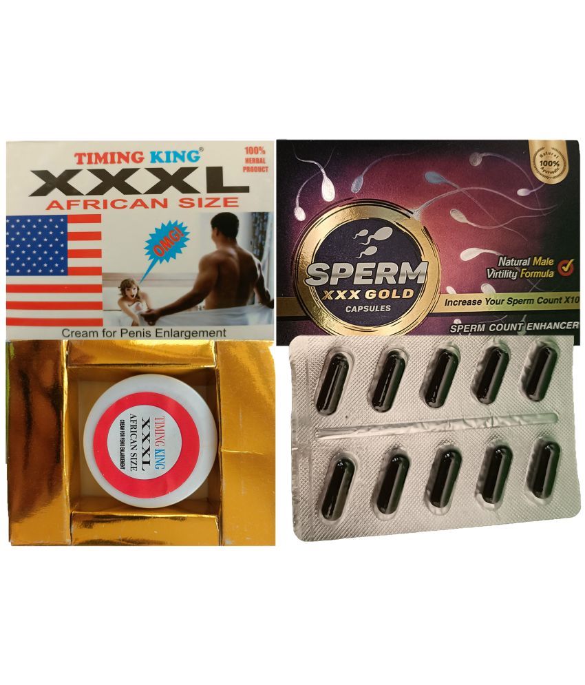     			Combo of Timing King XXXL African Size Cream for Penis Enlargement & Dr. Chopra Sperm XXX Gold Capsule For Men Sperm Count Enhancer