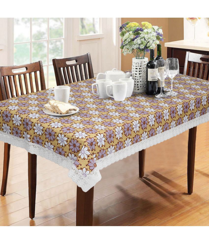     			HOMETALES Beige PVC Table Cover ( Pack of 1 )