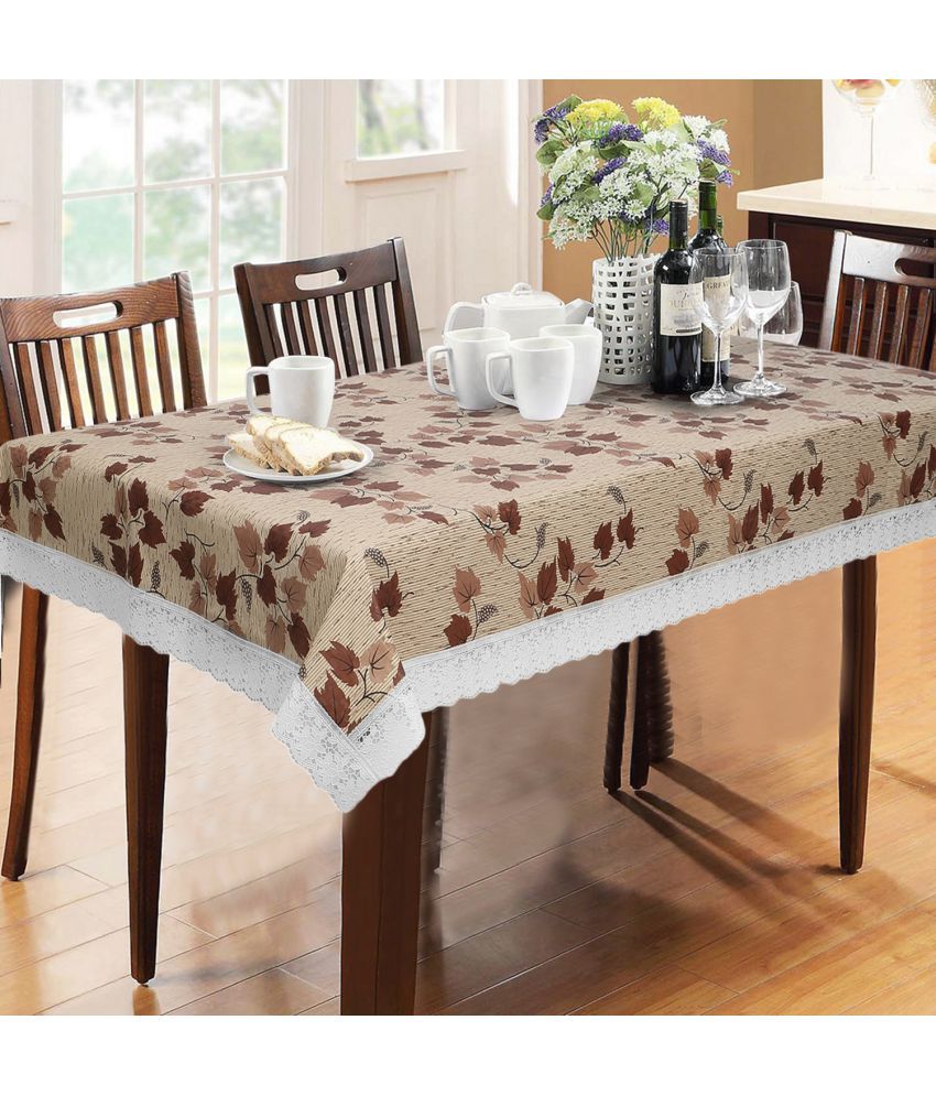     			HOMETALES Beige PVC Table Cover ( Pack of 1 )