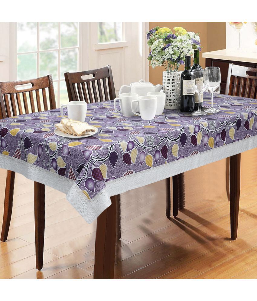     			HOMETALES Purple PVC Table Cover ( Pack of 1 )