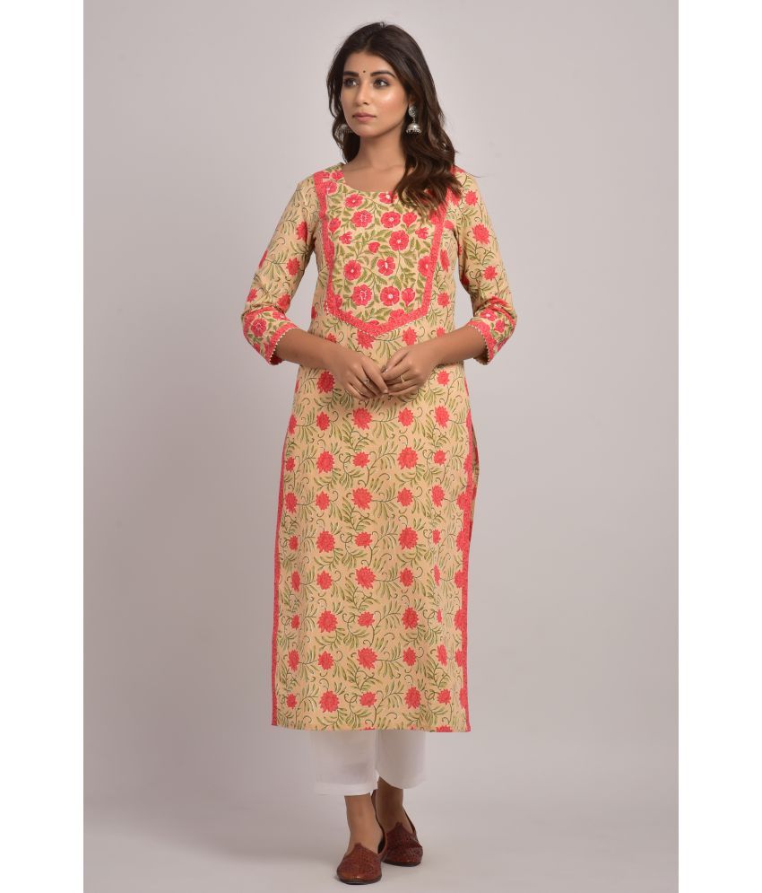     			Swasti - Peach Cotton Women's Straight Kurti ( Pack of 1 )