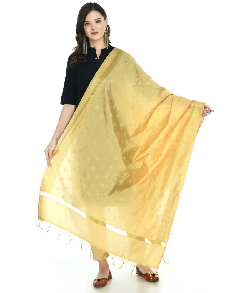     			A R Silk - Gold Silk Women's Dupatta - ( Pack of 1 )
