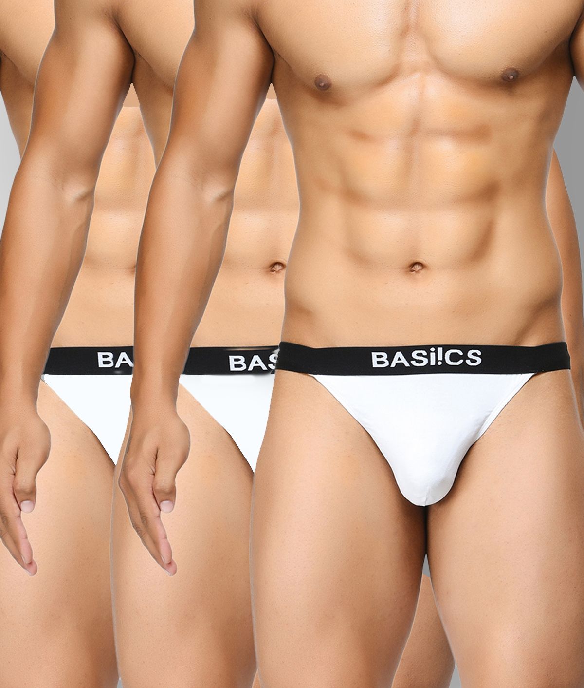     			BASIICS By La Intimo Pack of 3 Cotton Thongs For Men's ( White )