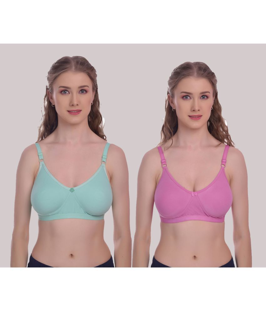     			Elina - Lime Green Cotton Non Padded Women's T-Shirt Bra ( Pack of 2 )