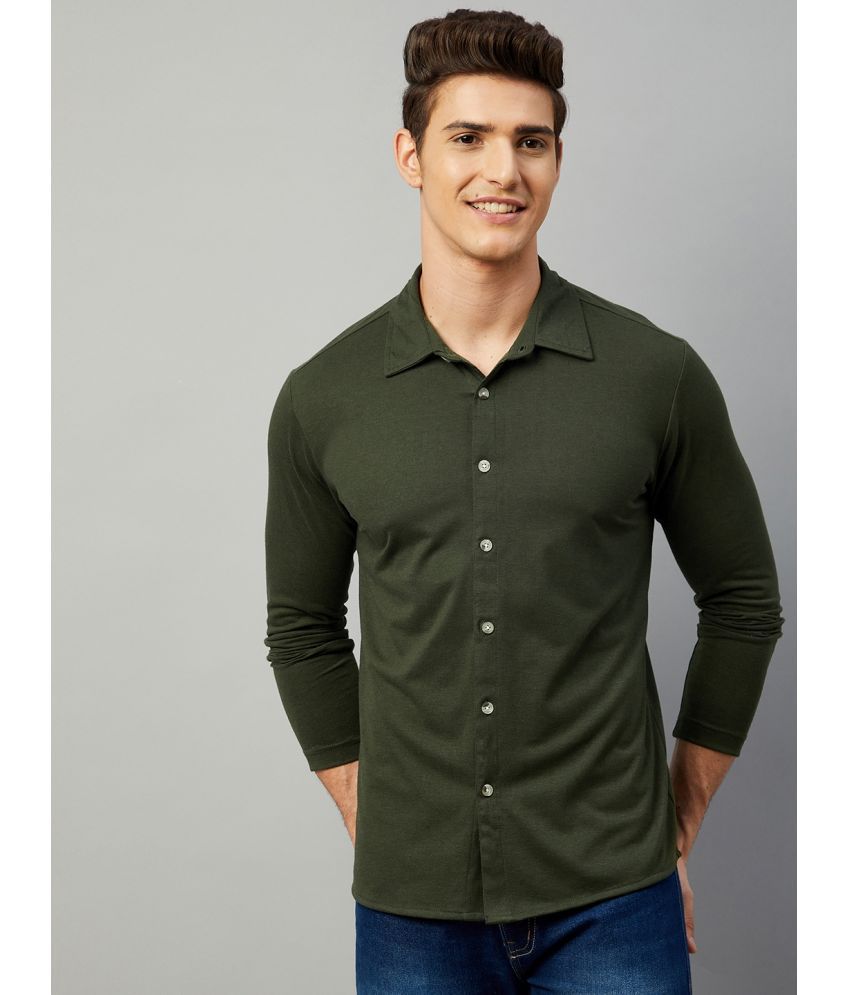 Gritstones - Olive Cotton Blend Regular Fit Men's Casual Shirt ( Pack of 1 )