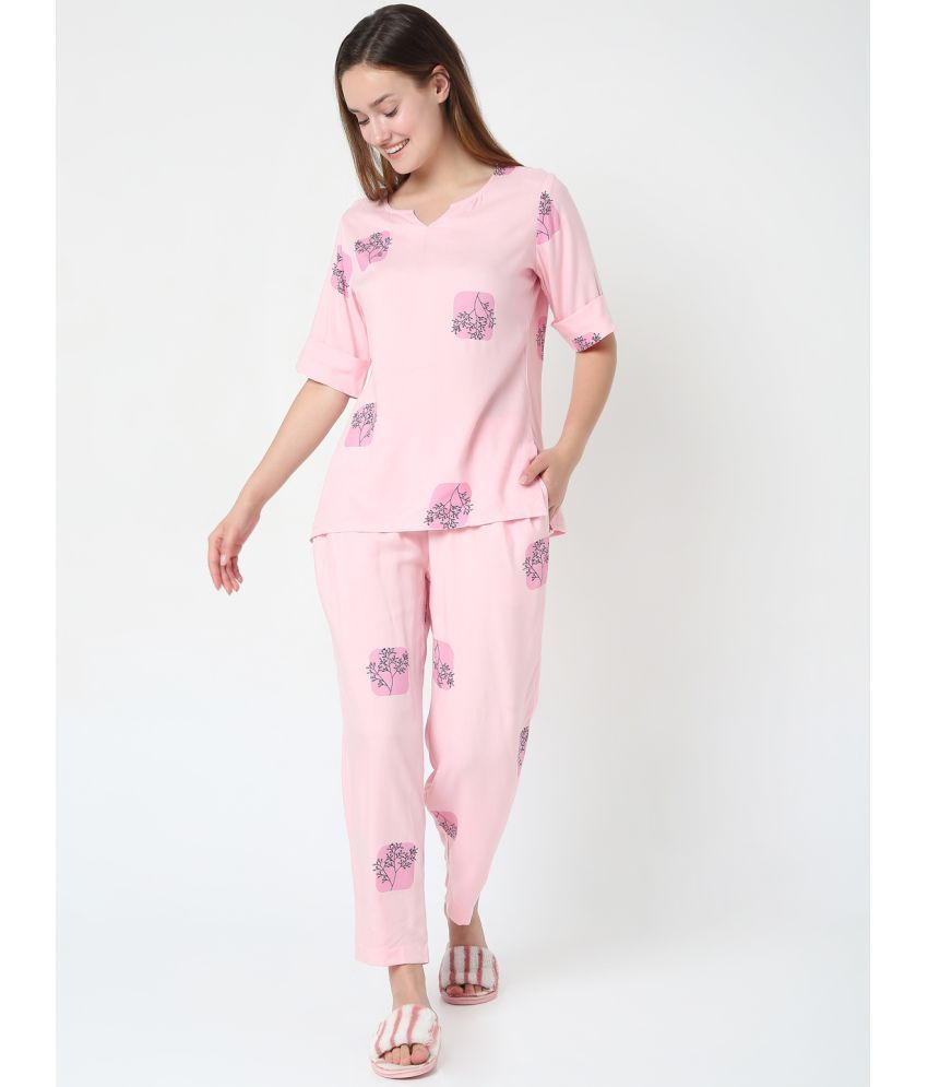     			Smarty Pants - Pink Cotton Women's Nightwear Nightsuit Sets ( Pack of 1 )