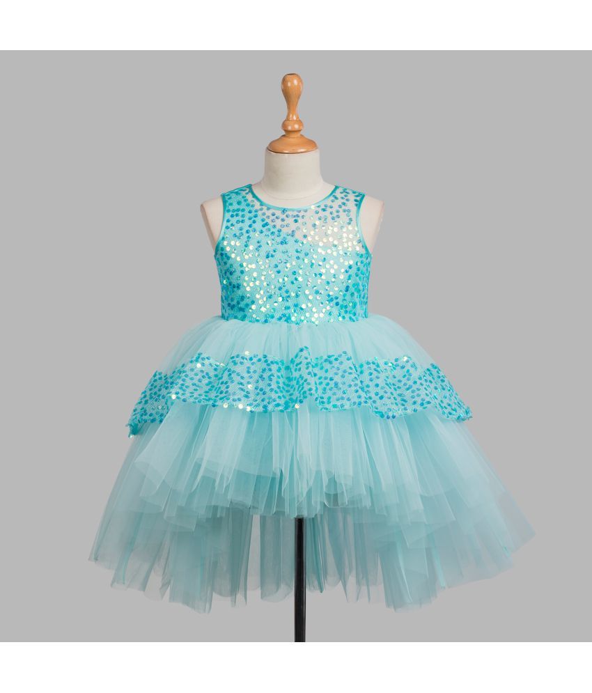     			Toy Balloon Kids - Sky Blue Net Girls Fit And Flare Dress ( Pack of 1 )