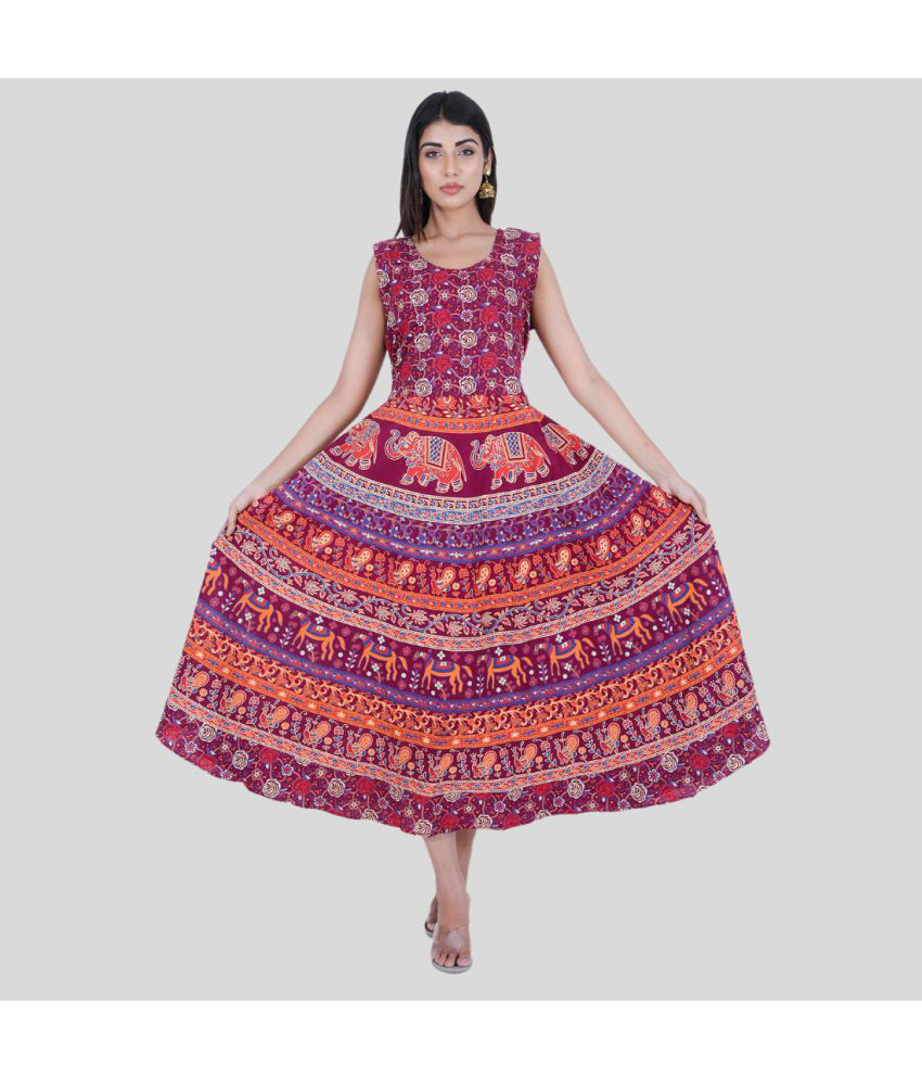     			Rangun - Maroon Cotton Women's A- line Dress ( Pack of 1 )