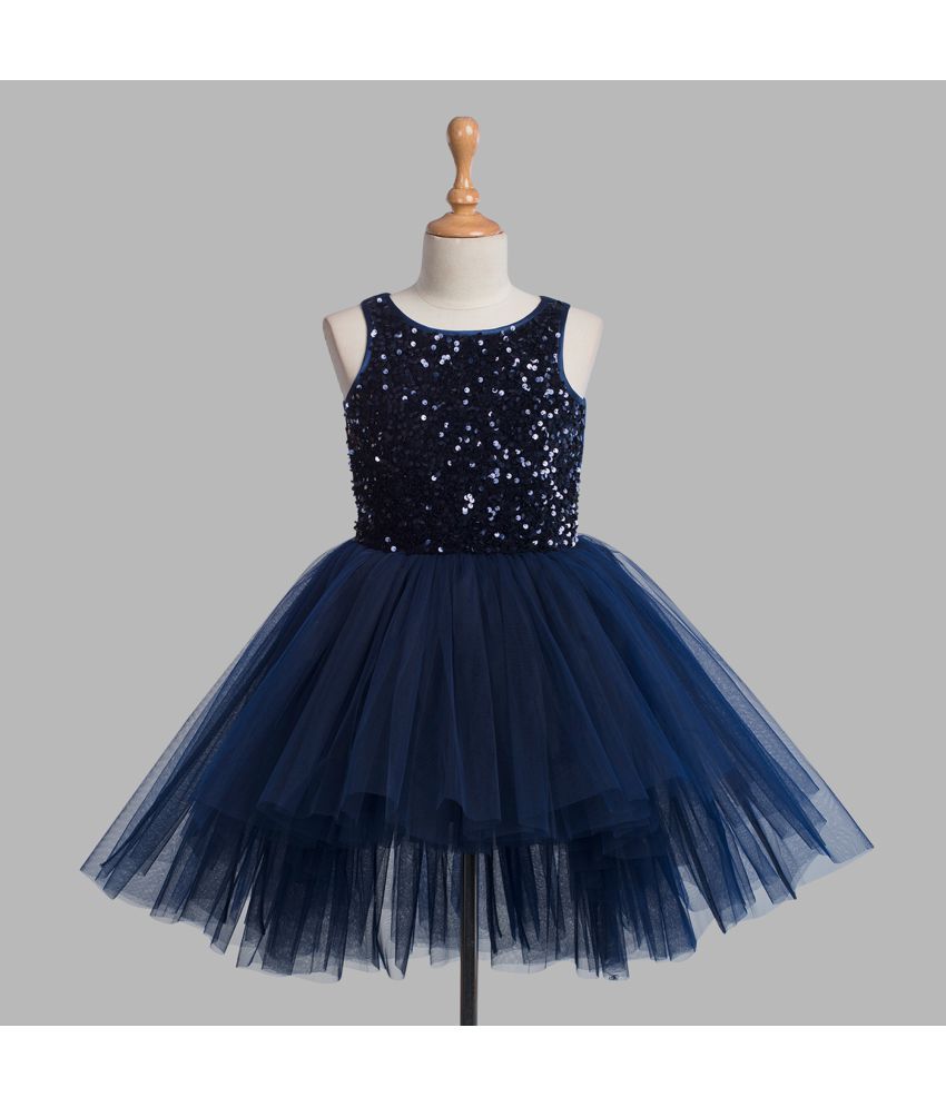     			Toy Balloon Kids - Navy Blue Net Girls Fit And Flare Dress ( Pack of 1 )