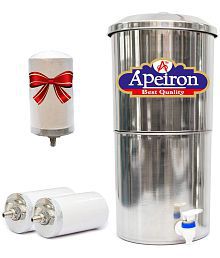 APEIRON STAINLESS STEEL WATER FILTER WTH 2 CERAMIC CANDLE 21 Ltr Gravity Water Purifier