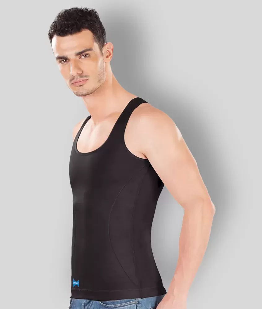 Dermawear - Black Cotton Blend Men's Vest ( Pack of 1 ) - Buy