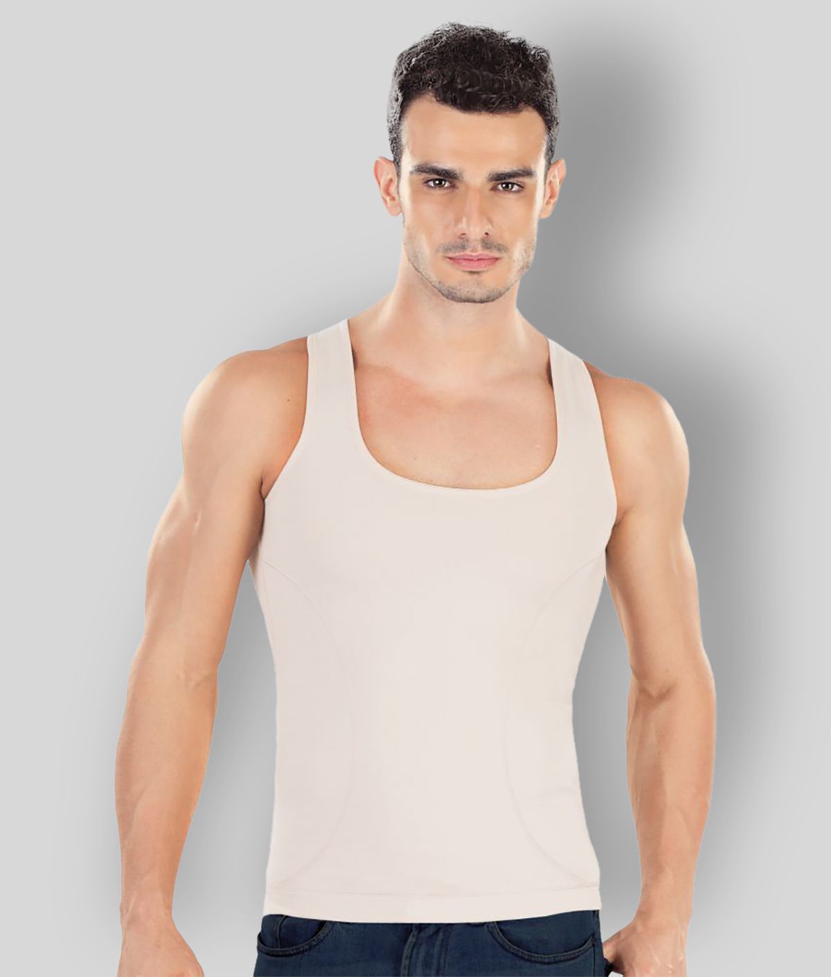     			Dermawear - Beige Cotton Blend Men's Vest  ( Pack of 1 )