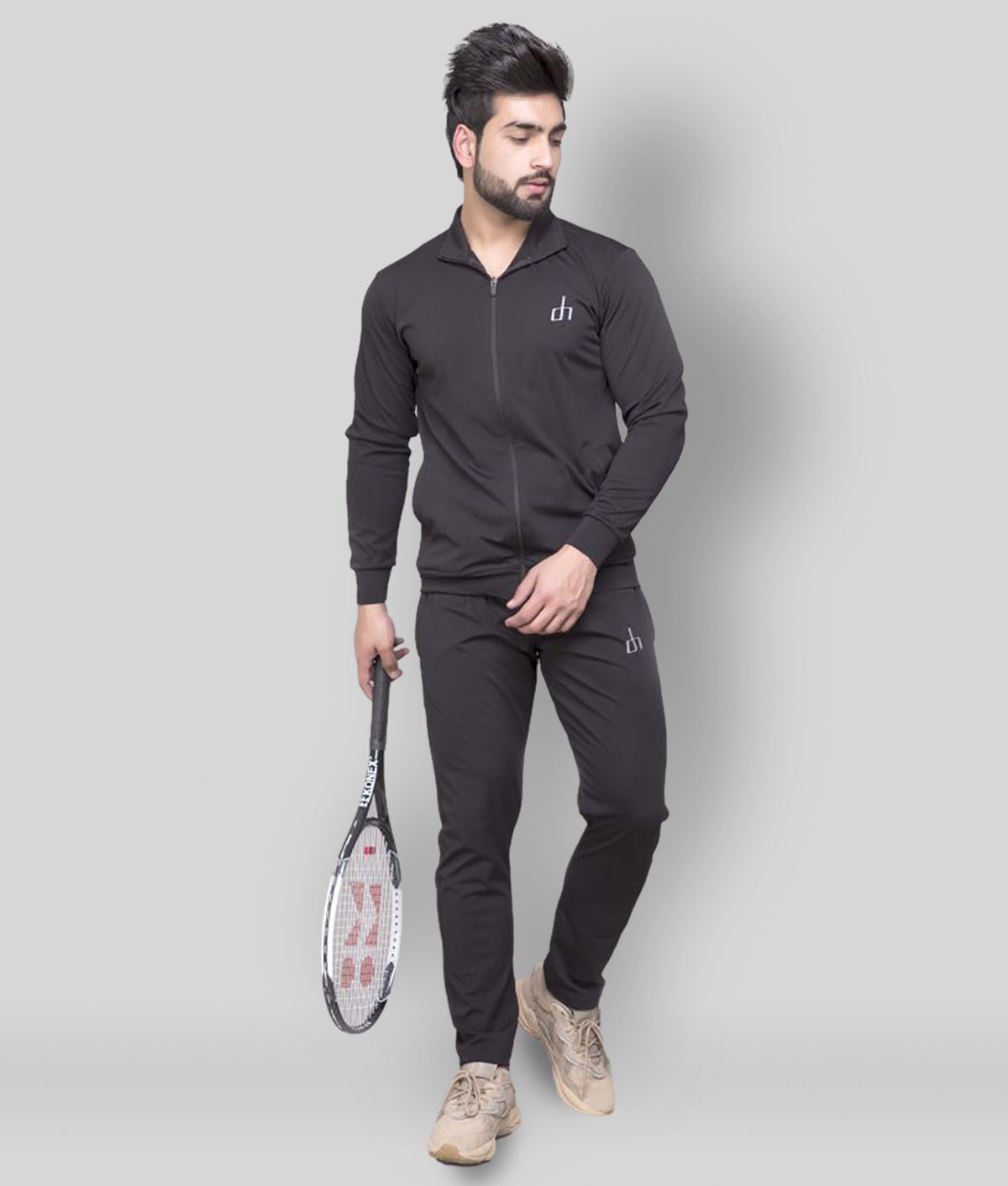 Devhim - Black Polyester Slim Fit Solid Men's Sports Tracksuit ( Pack of 1 )