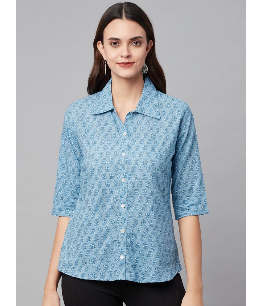     			Divena Blue Cotton Shirt - Single