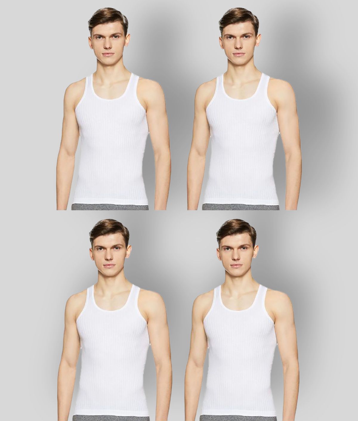     			Euro - White Cotton Men's Vest ( Pack of 4 )