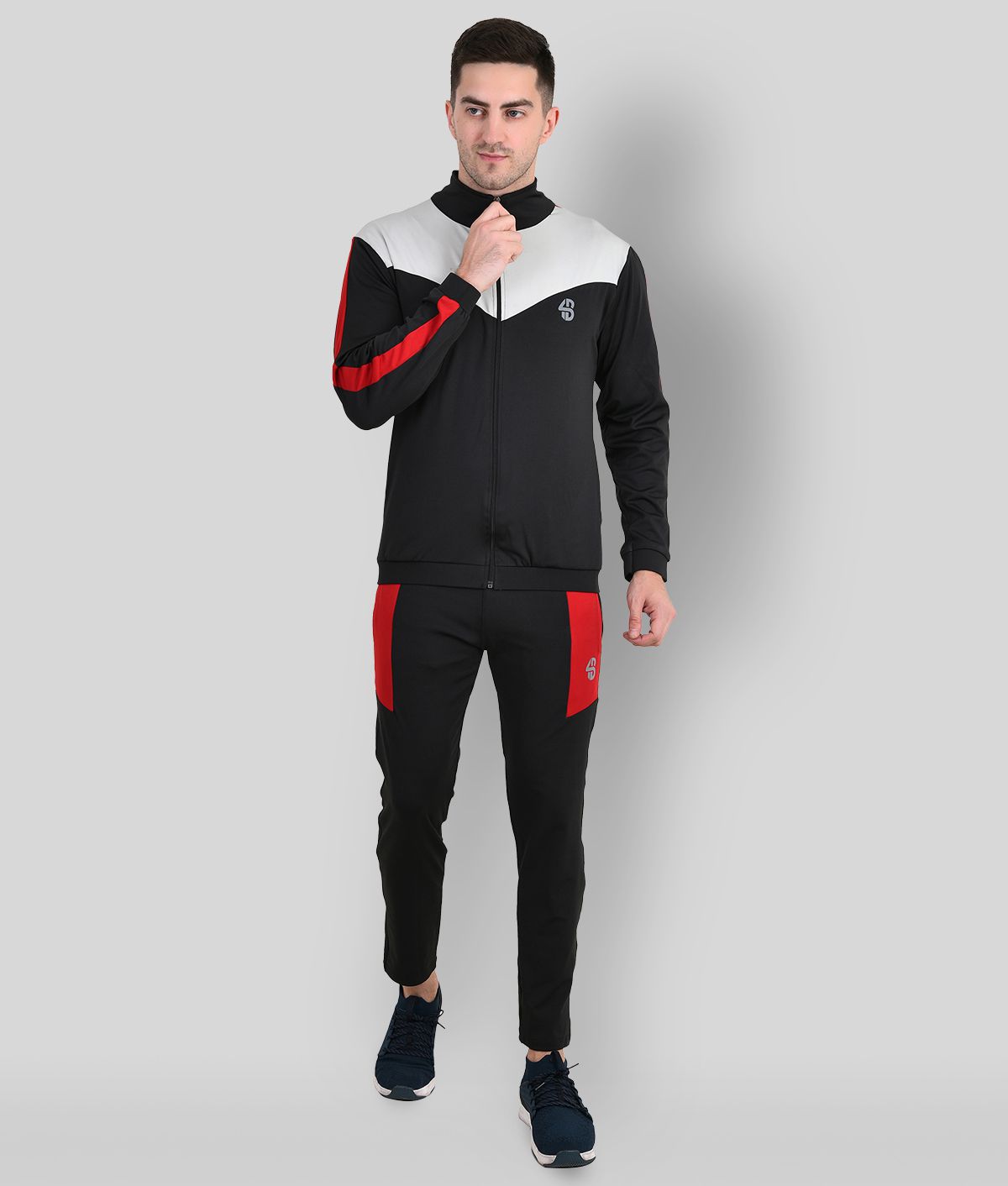 Forbro - Black Polyester Slim Fit Colorblock Men's Sports Tracksuit ( Pack of 1 )