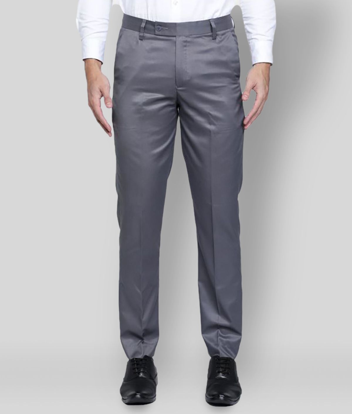     			Haul Chic - Grey Cotton Blend Slim Fit Men's Formal Pants (Pack of 1)