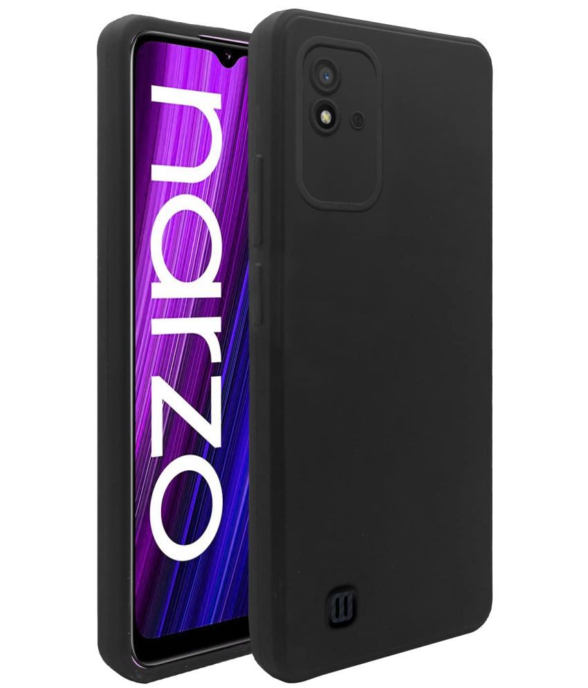     			Kosher Traders - Black Silicon Plain Back Cover Compatible For Realme C20 ( Pack of 1 )